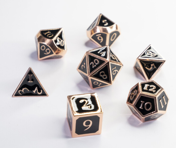 Copper with Black Metal Dice